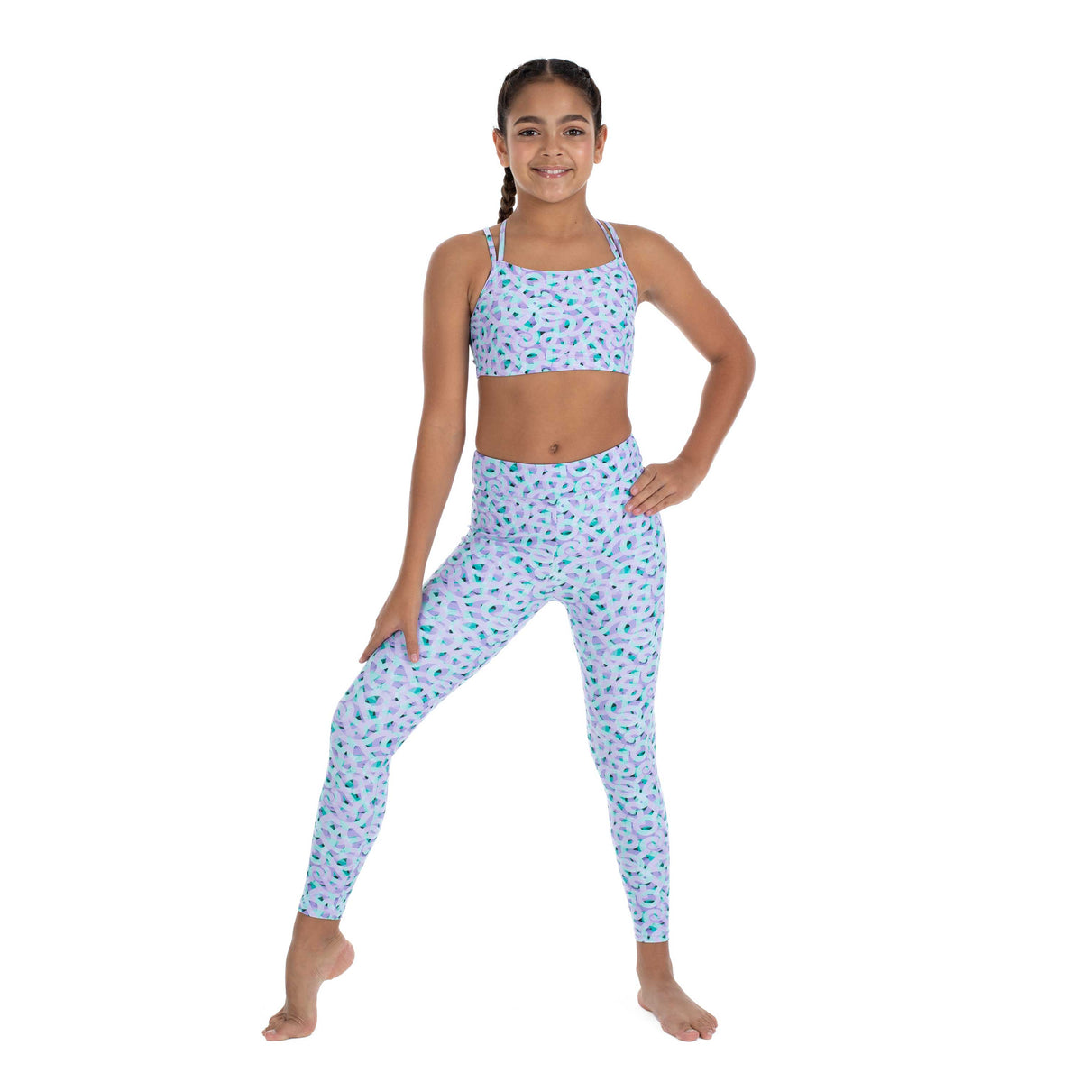 Girls Activewear Legging in Blue Grid Print – Flo Active