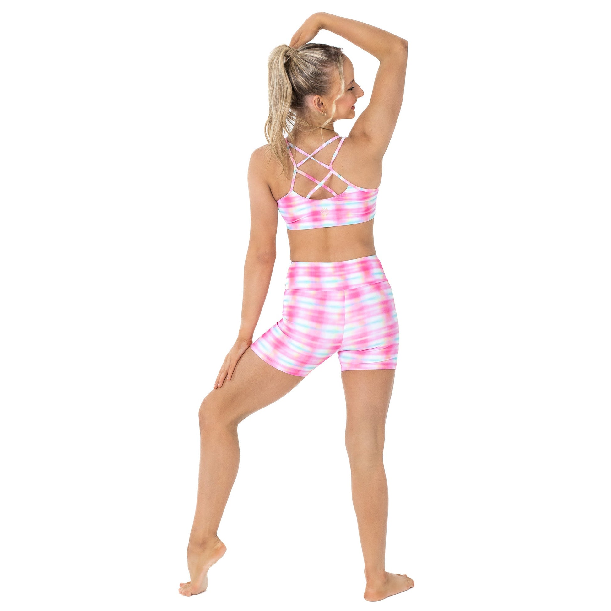 Flo Activewear Teen Remi Crop Top in Picnic in Pink Print