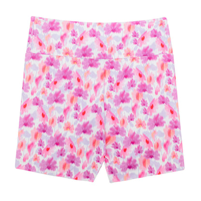 Flo Activewear Teen Mid Length Bike Short in Blossom Blur Print