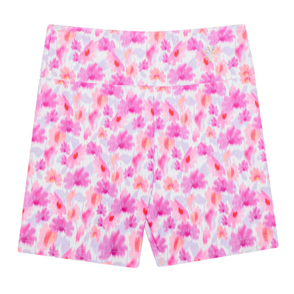 Flo Activewear Teen Mid Length Bike Short in Blossom Blur Print