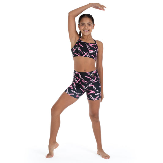 Flo Activewear Teen Mid Length Bike Short in Brushed on Print