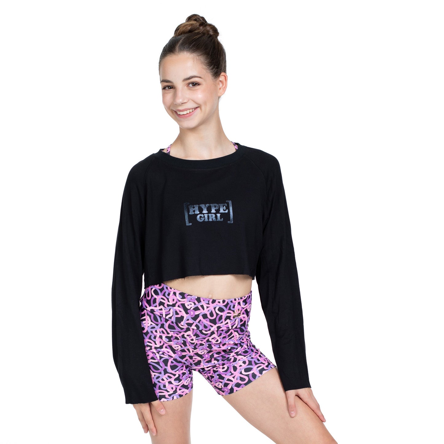 Flo Activewear Teen Crop Sweat in Black