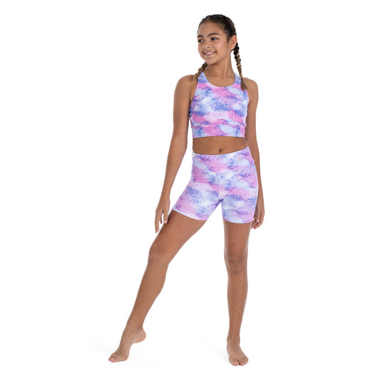 Flo Activewear Teen Mid Length Bike Short in Dye to Match Print