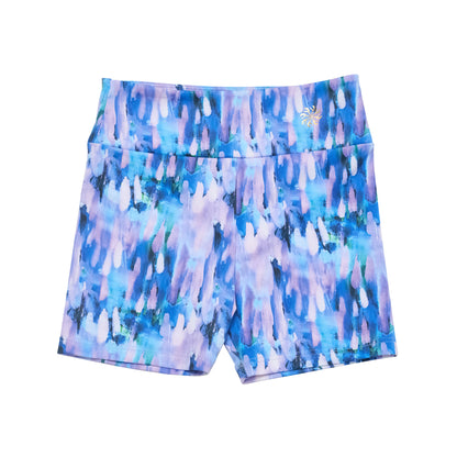 Flo Active Girls Mid Length Bike Short in Blue Print