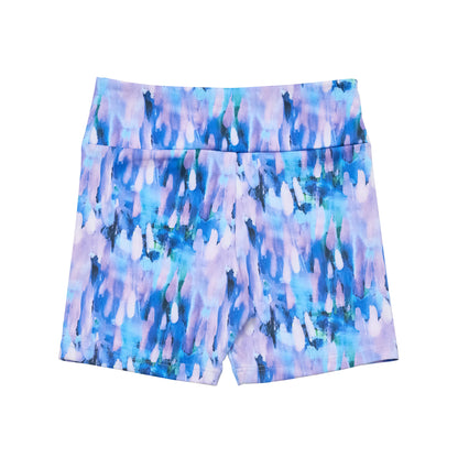 Flo Active Girls Mid Length Bike Short in Blue Print