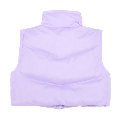 Flo Active Girls Crop Sleeveless Puffer Jacket in Lilac