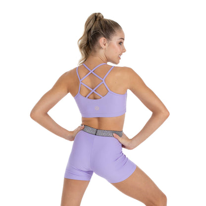 Flo Active Girls Lurex Waistband Bike Short in Lilac