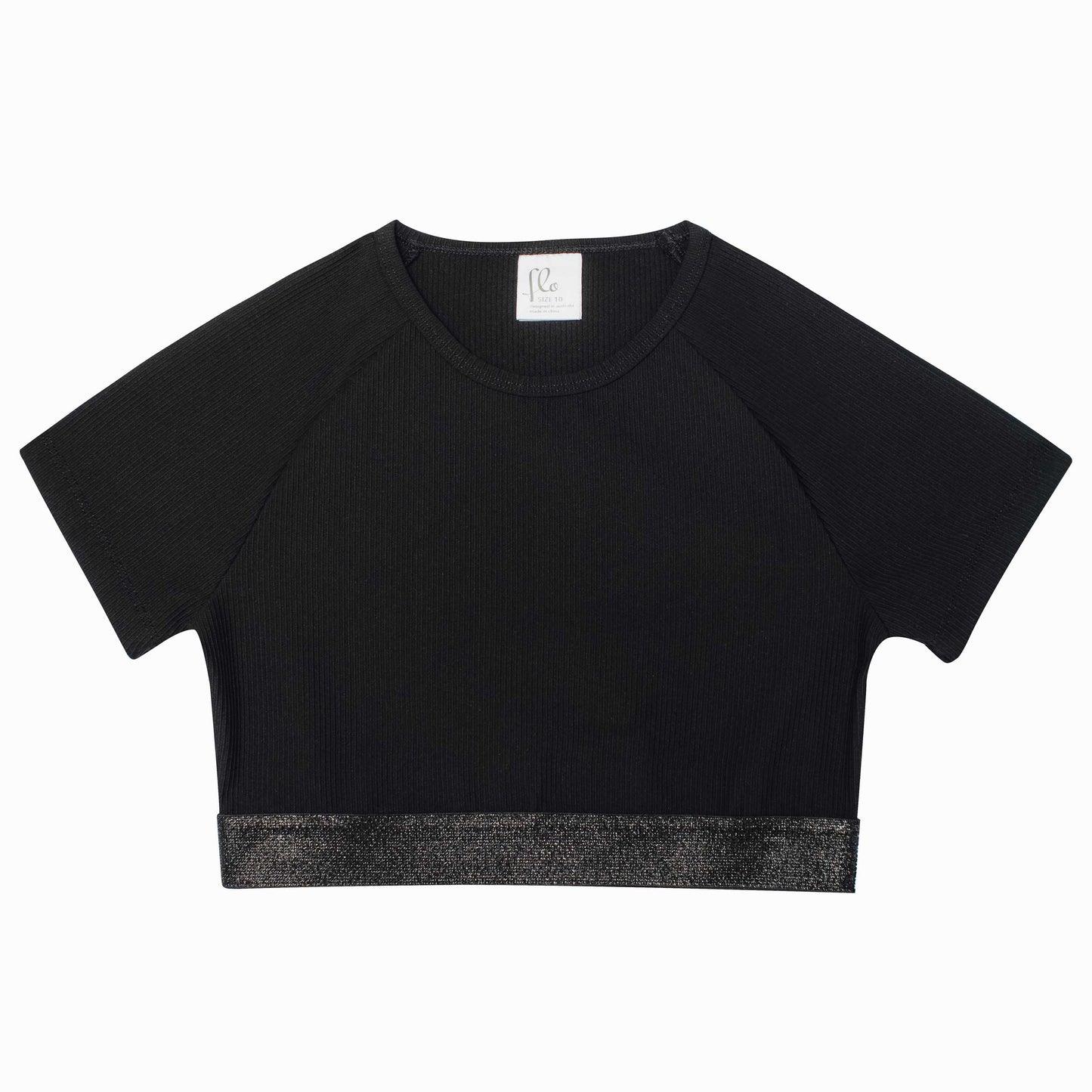 Flo Active Girls Kelly Ribbed Keyhole Tee in Black