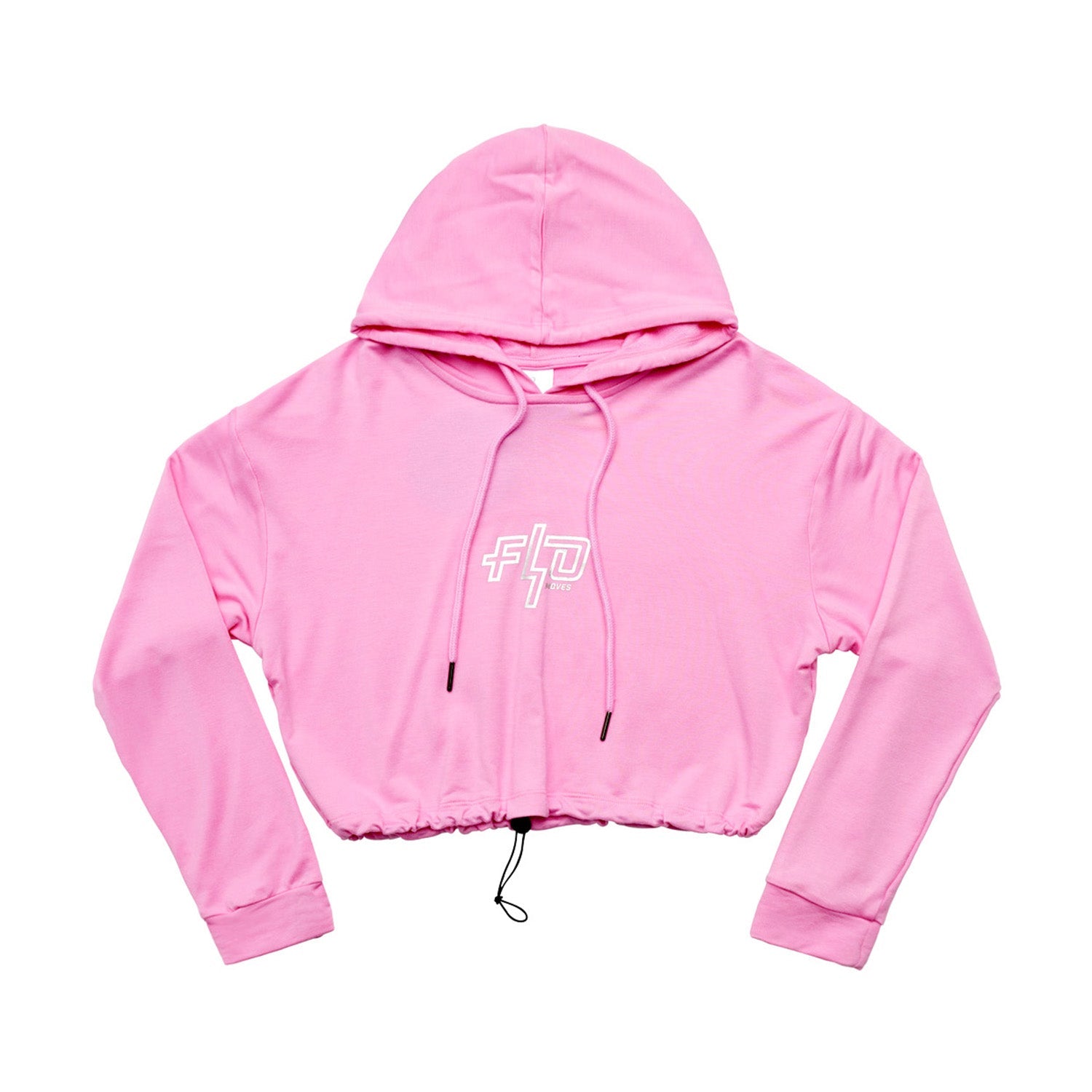 Flo Activewear Crop Hoody in Pink with 'Flo' Print