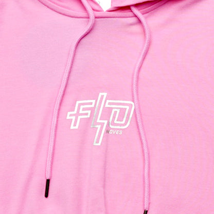 Flo Activewear Crop Hoody in Pink with 'Flo' Print