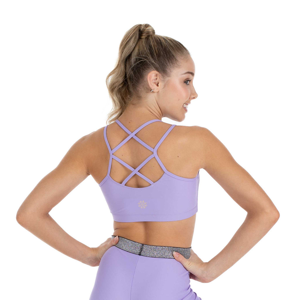 Girls Activewear Bra Crop with Criss Cross Straps in Lilac – Flo