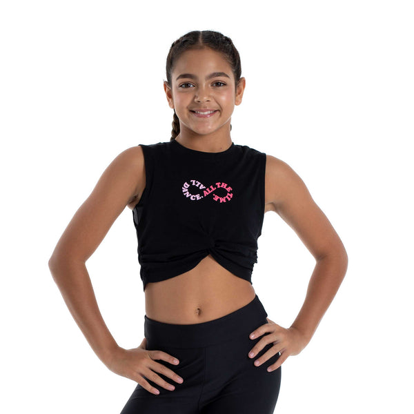 Flo Active Girls Sienna Mock Tie Tank with 'Dance all the Time' Print