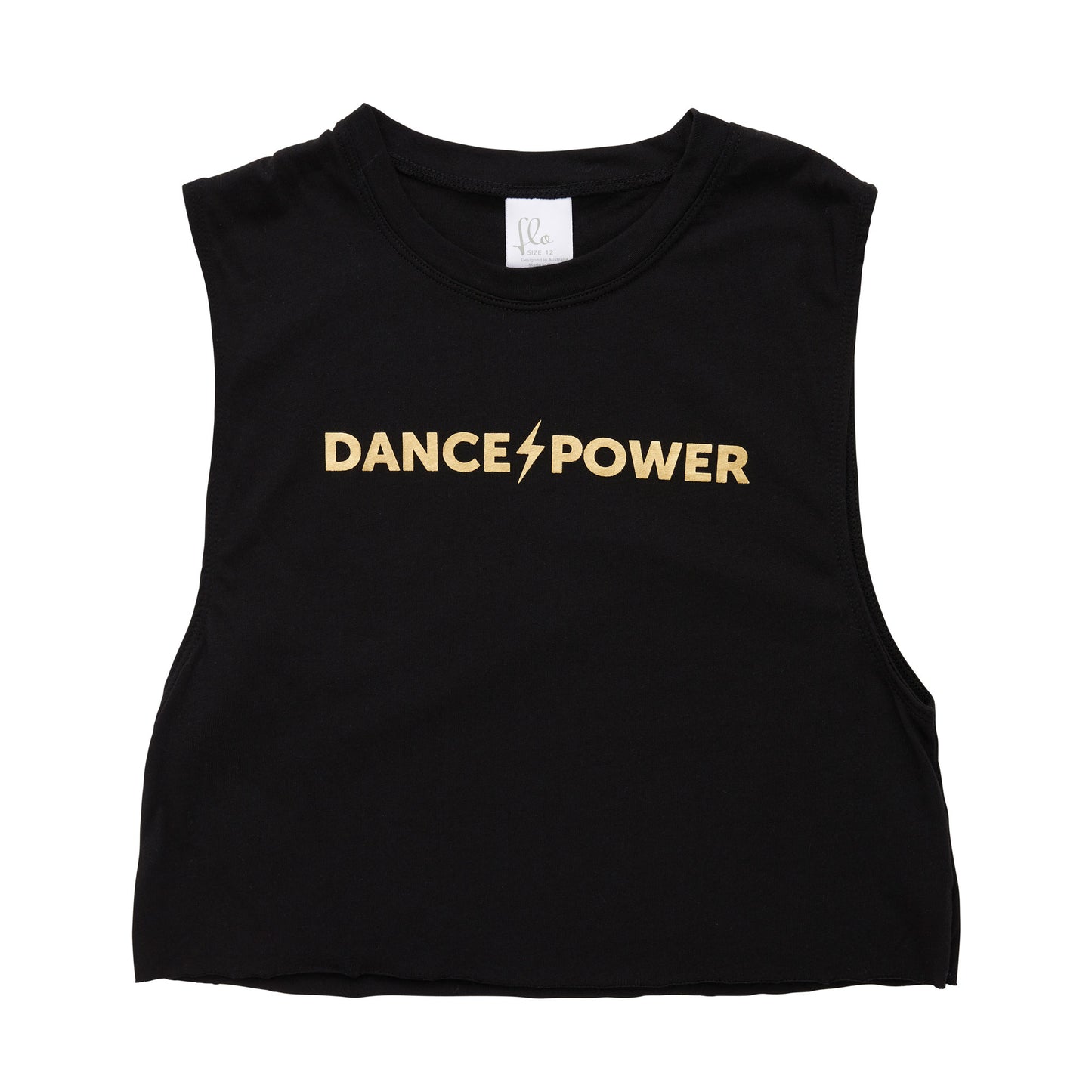 Flo Active Teen Girls Crop Tank Dance Power Print Black