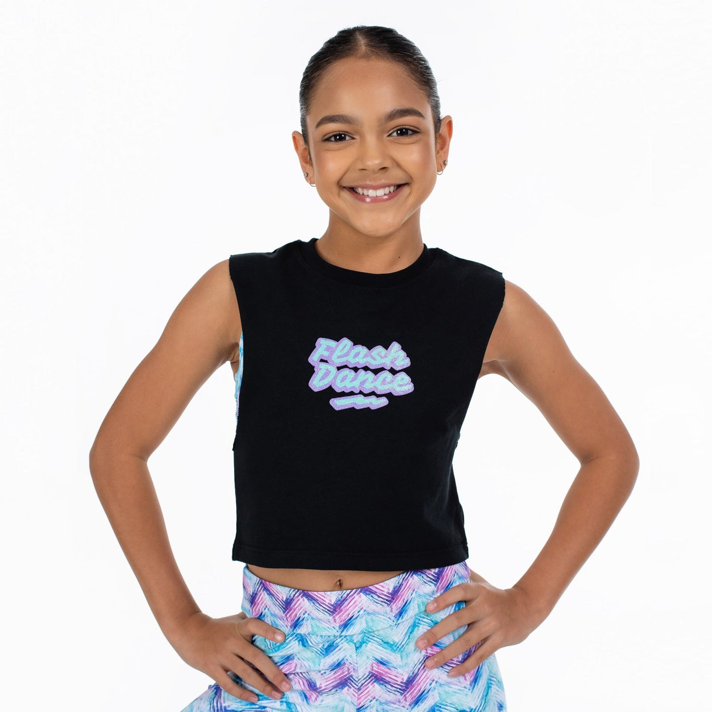 Flo Active Girls Cotton Tank with Flash Dance Print