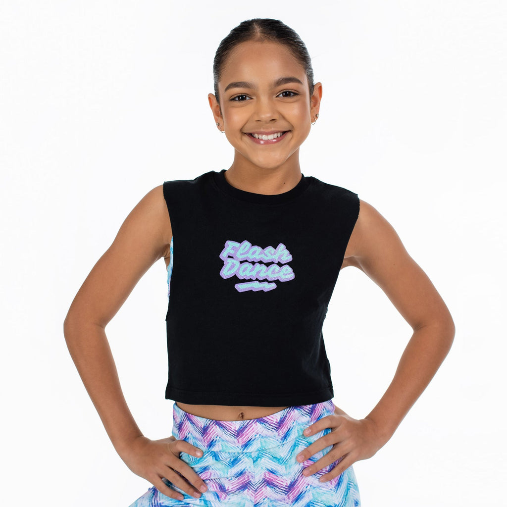 Flo Activewear Girls Organic Cotton Tank with Flash Dance Print