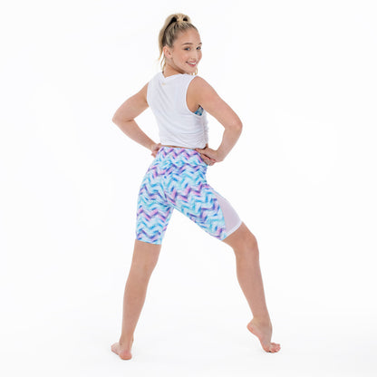 Flo Active Teen Bike Short with Mesh Panels in Chevron Print