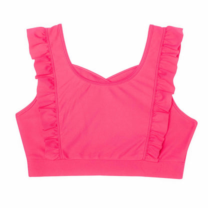 Flo Active Girls Tonya Frill Bra Crop in Raspberry Pink