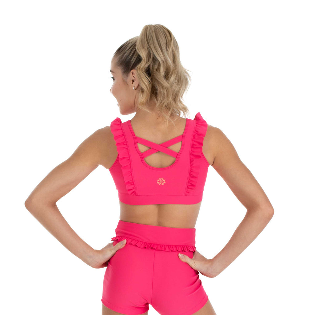 Girls Activewear Tonya Frill Bra Crop in Raspberry Pink – Flo Active