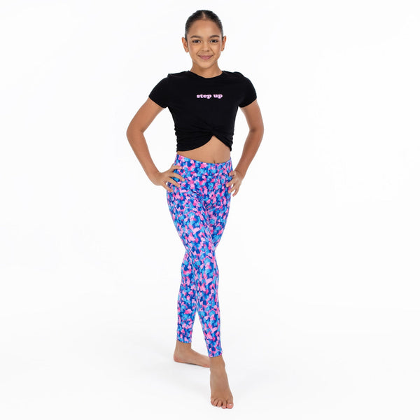 Flo Active Girls Long Legging in Digital Splats Print