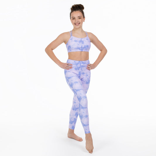 Flo Active Girls Long Legging in Pastel Purple Print