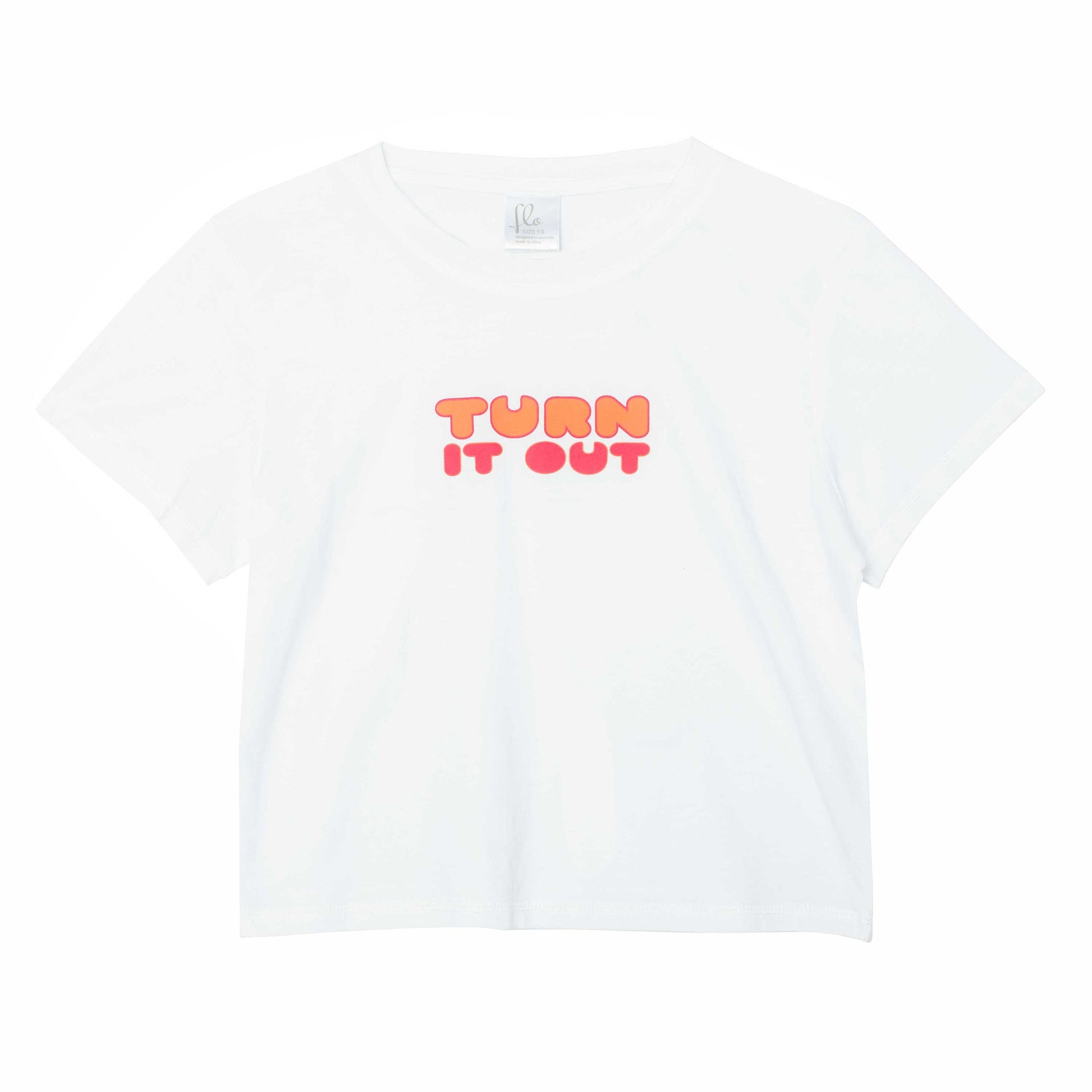 Flo Active Girls Boxy Crop T-Shirt with 'Turn it Out' print