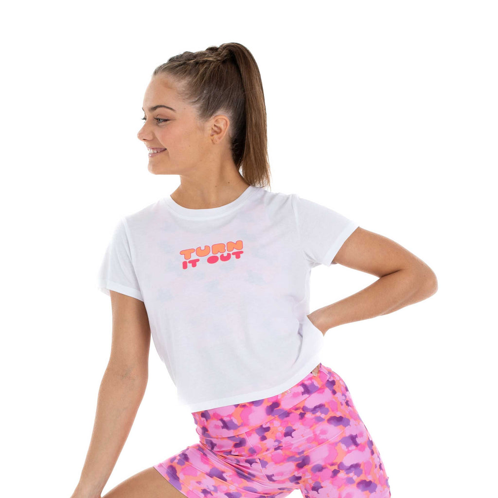 Flo Active Girls Boxy Crop T-Shirt with 'Turn it Out' print
