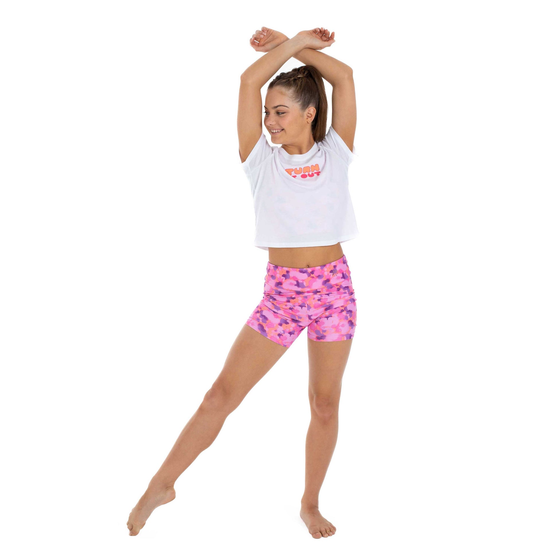 Flo Active Girls Boxy Crop T-Shirt with 'Turn it Out' print