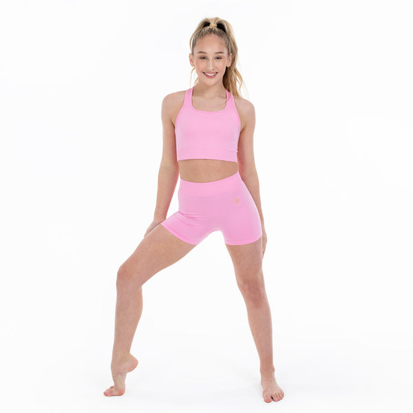 Flo Active Girls Seamless Short and Crop Set in Pink