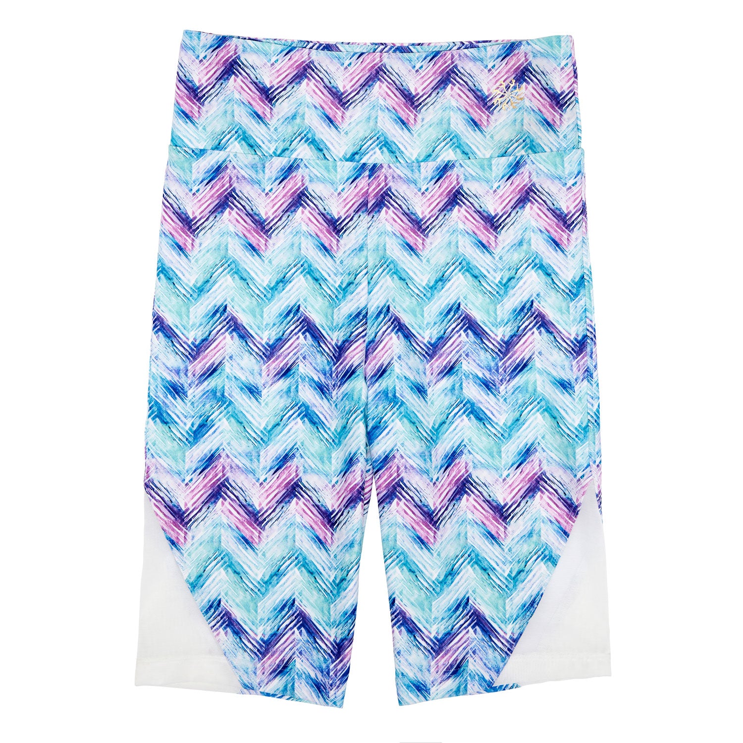 Flo Active Teen Bike Short with Mesh Panels in Chevron Print