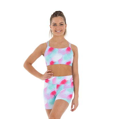 Flo Active Girls Mid Length Bike Short in Mod Future Print