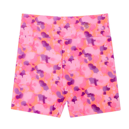 Flo Active Girls Mid Length Bike Short in Pumped up Paint Print