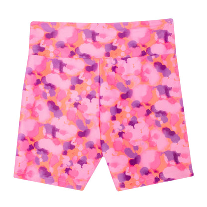 Flo Active Girls Mid Length Bike Short in Pumped up Paint Print