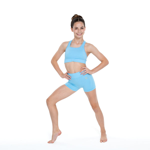 Flo Active Girls Seamless Shorts in Sky Blue